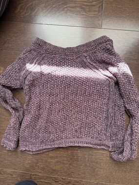 Free People Off-the-Shoulder Chunky Knit Sweater - Dusty Mauve